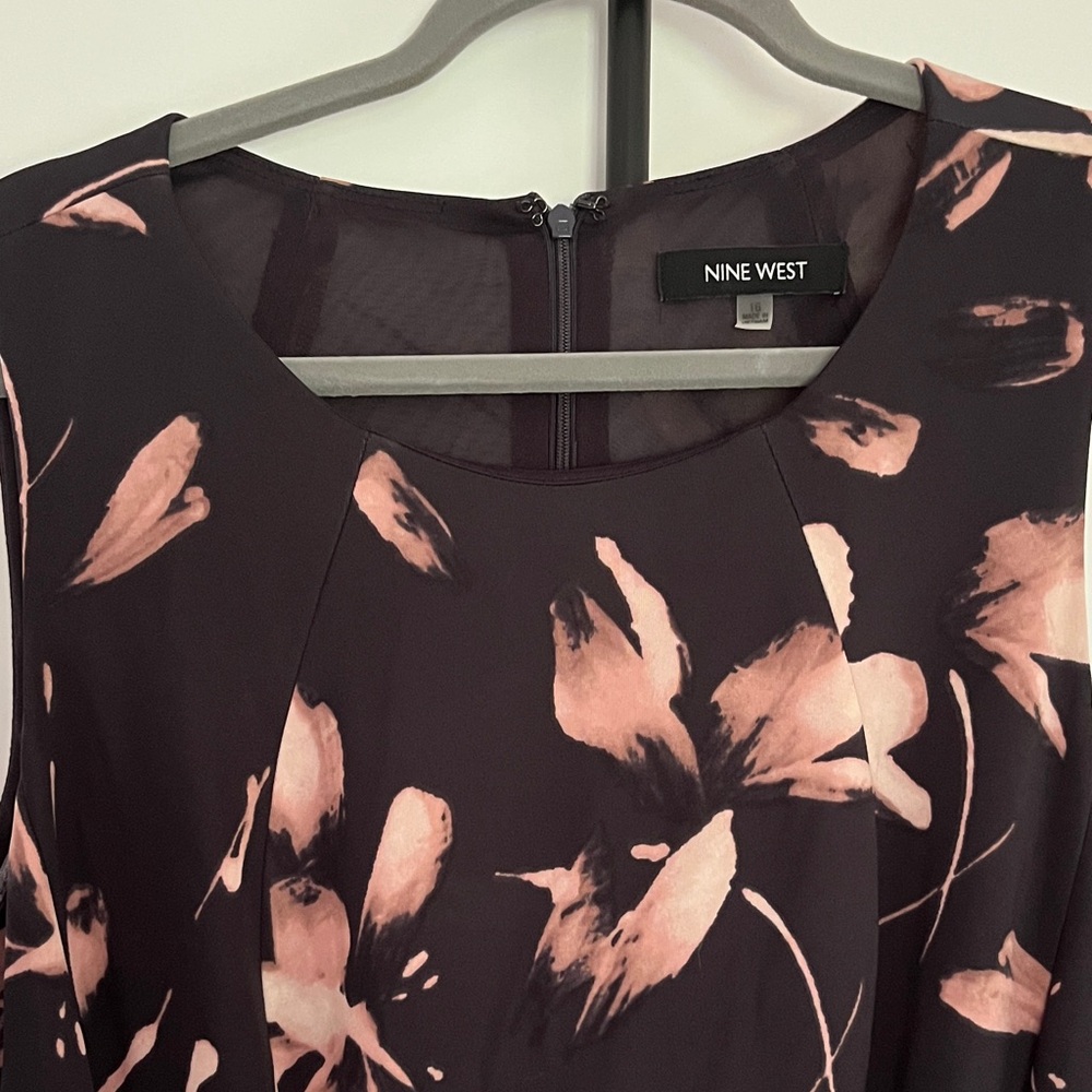 Nine West Black Dress with Pink Floral Design